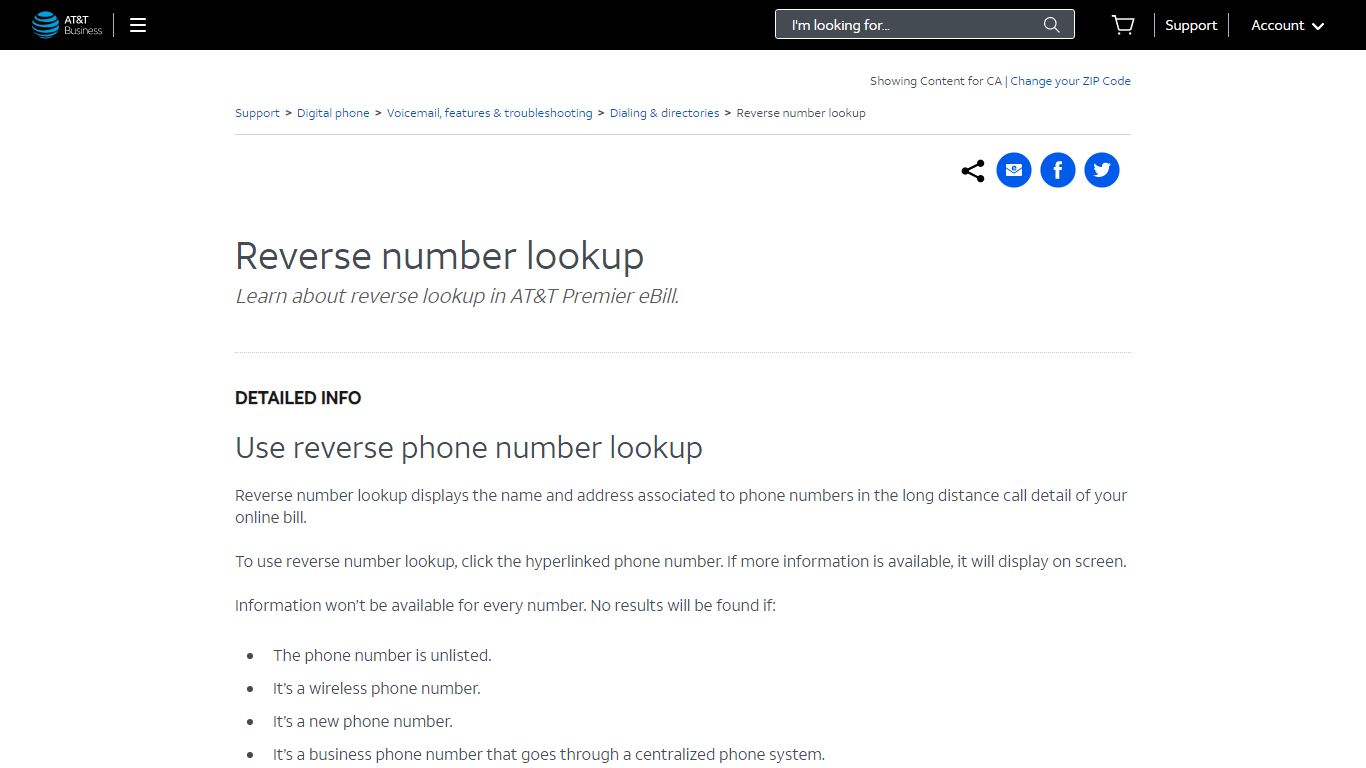 Reverse number lookup - AT&T Business Digital Phone Customer Support